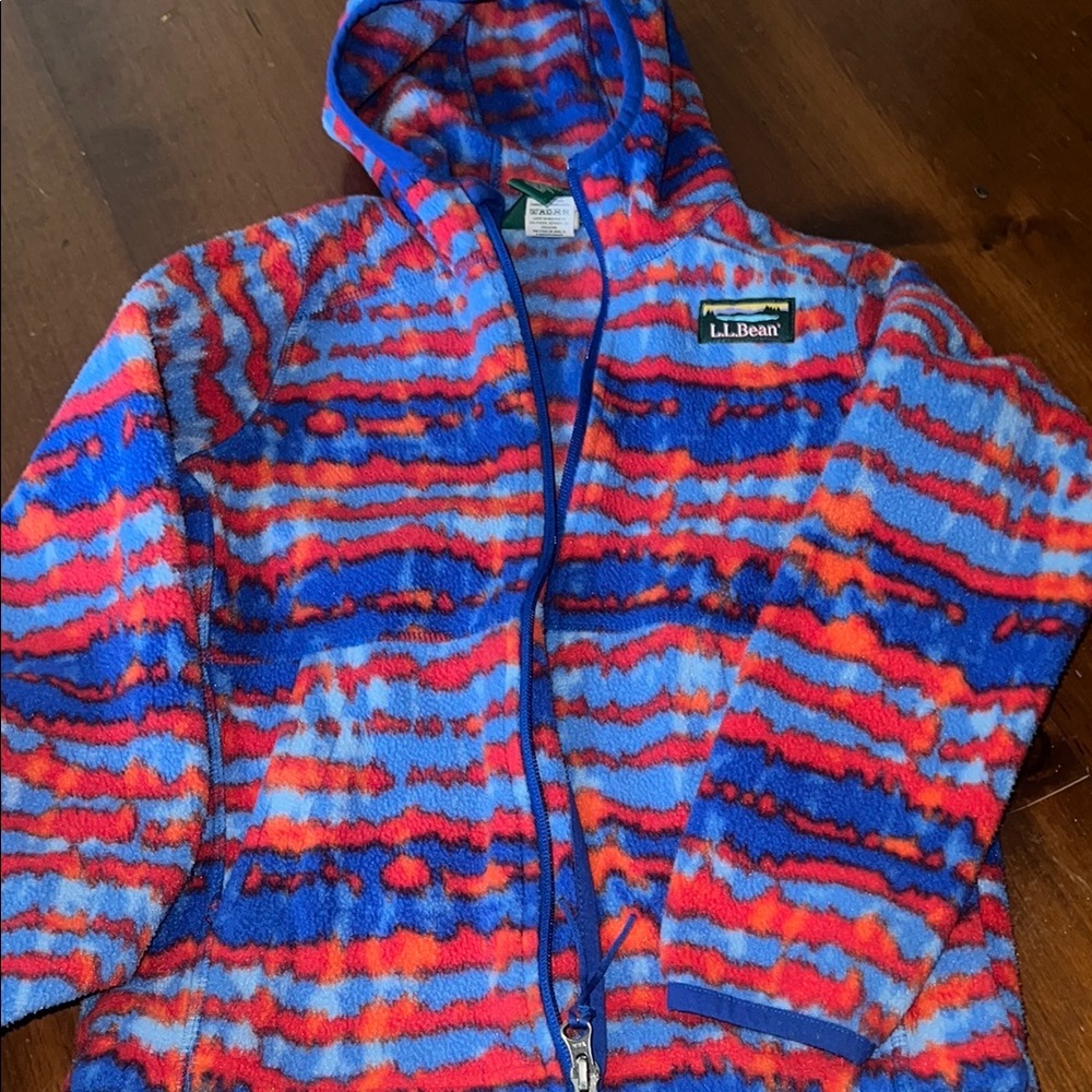 L.L. Bean Kids' Blue and Red Patterned Hoodie